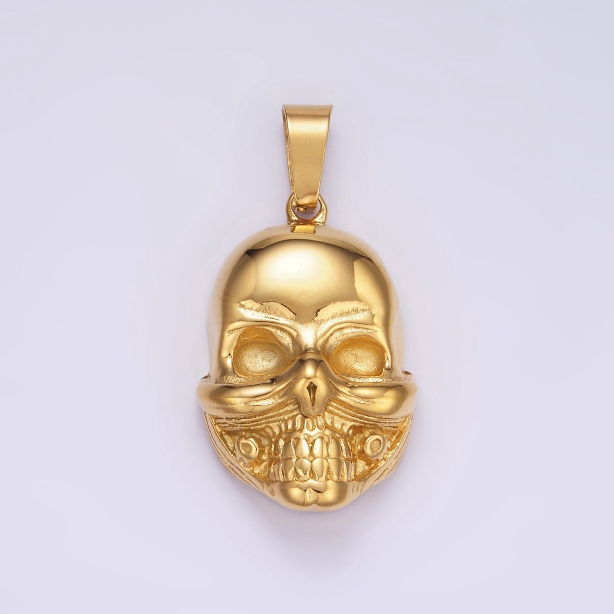 Stainless Steel Skull Charms Head Skeleton Pendant in Gold | P1426