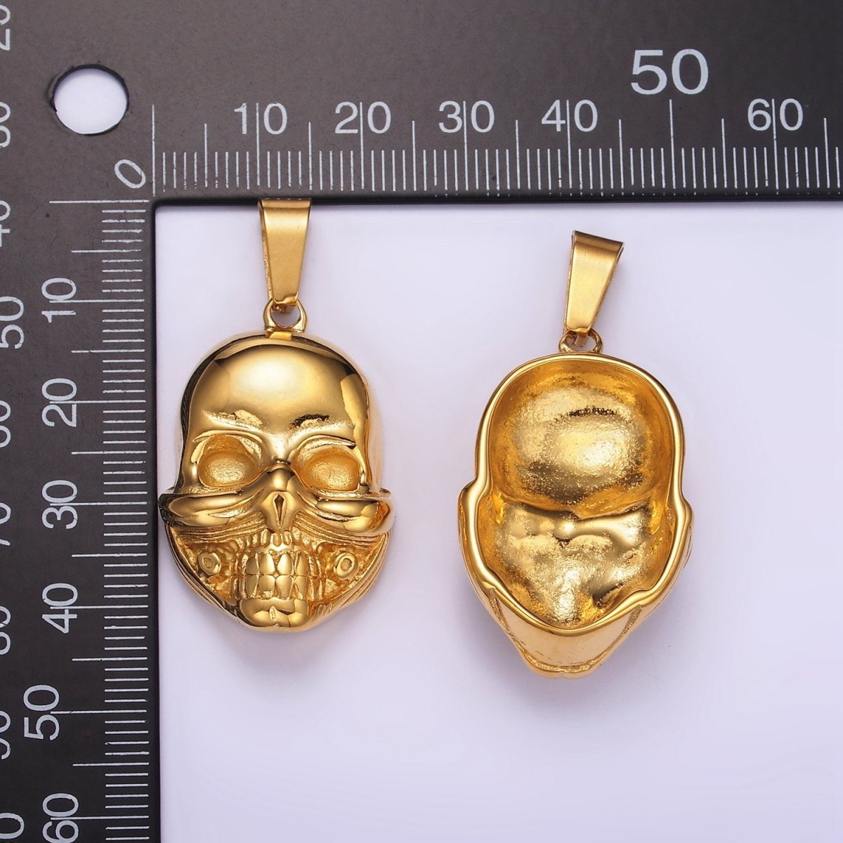 Stainless Steel Skull Charms Head Skeleton Pendant in Gold | P1426