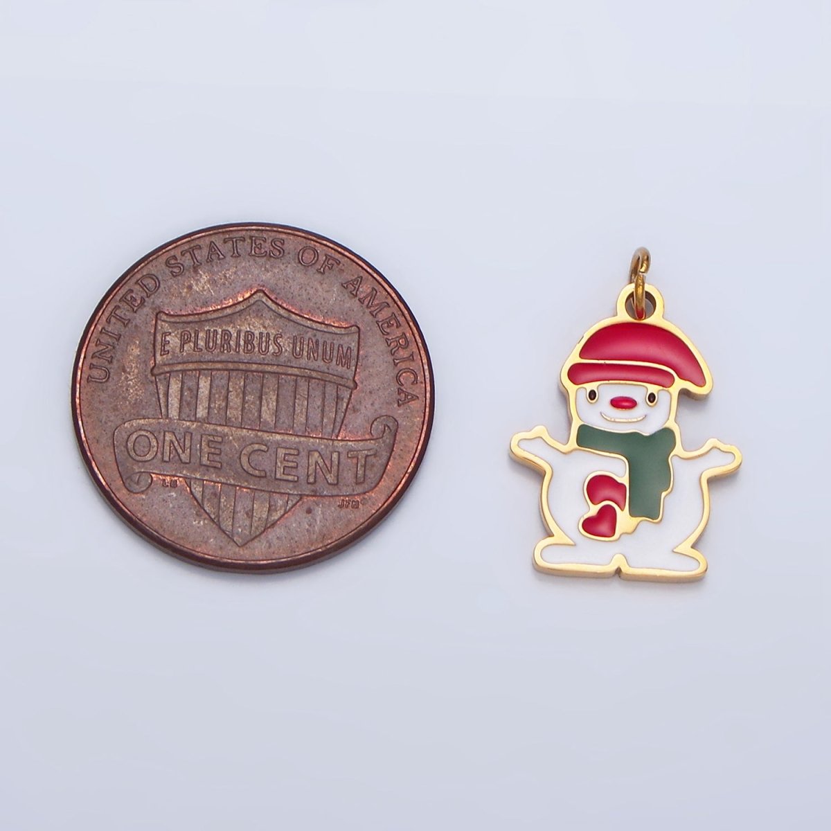 Stainless Steel Smiley Face Snowman Enamel Christmas Holiday Charm | P1302