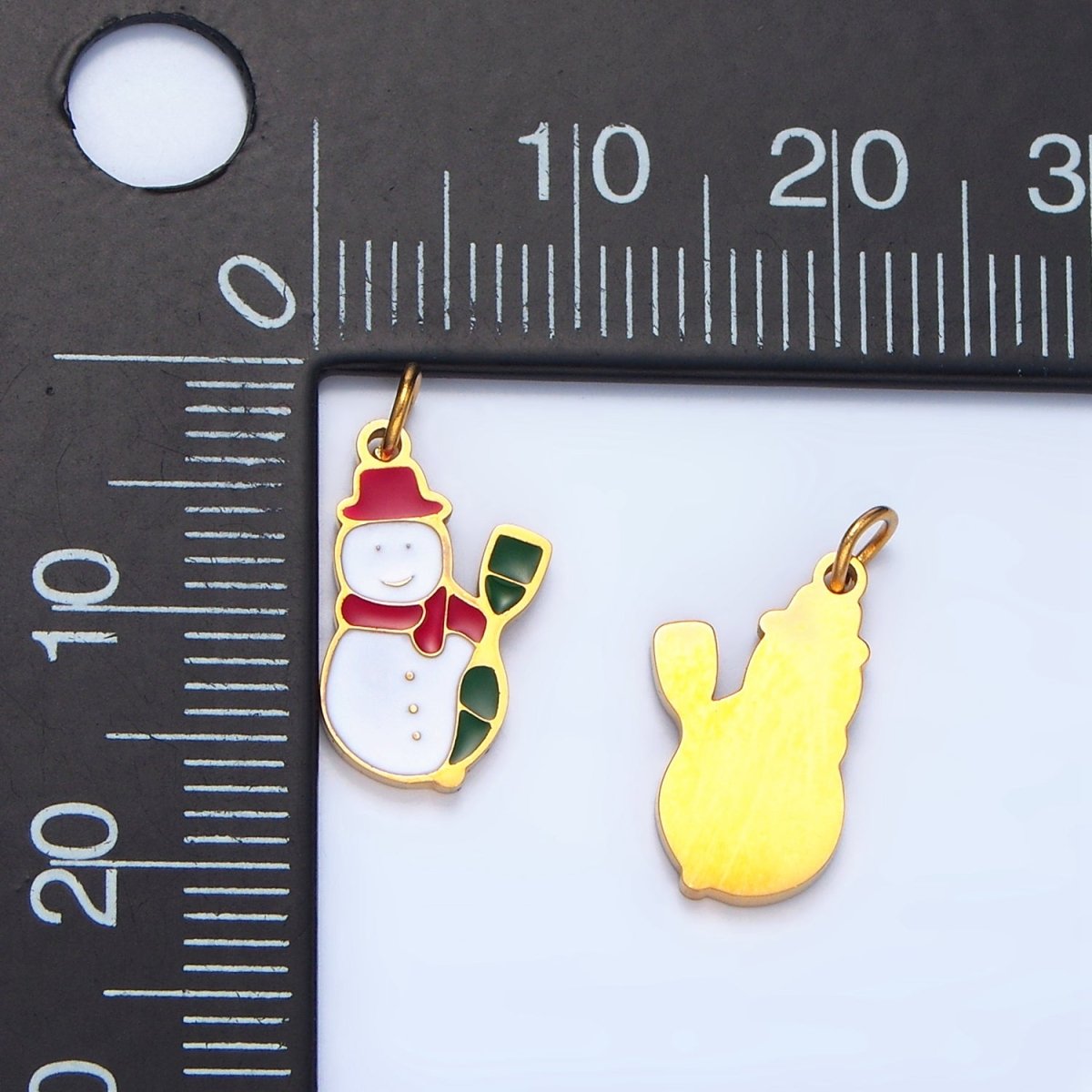 Stainless Steel Snowman Enamel Christmas Holiday Charm | P1499