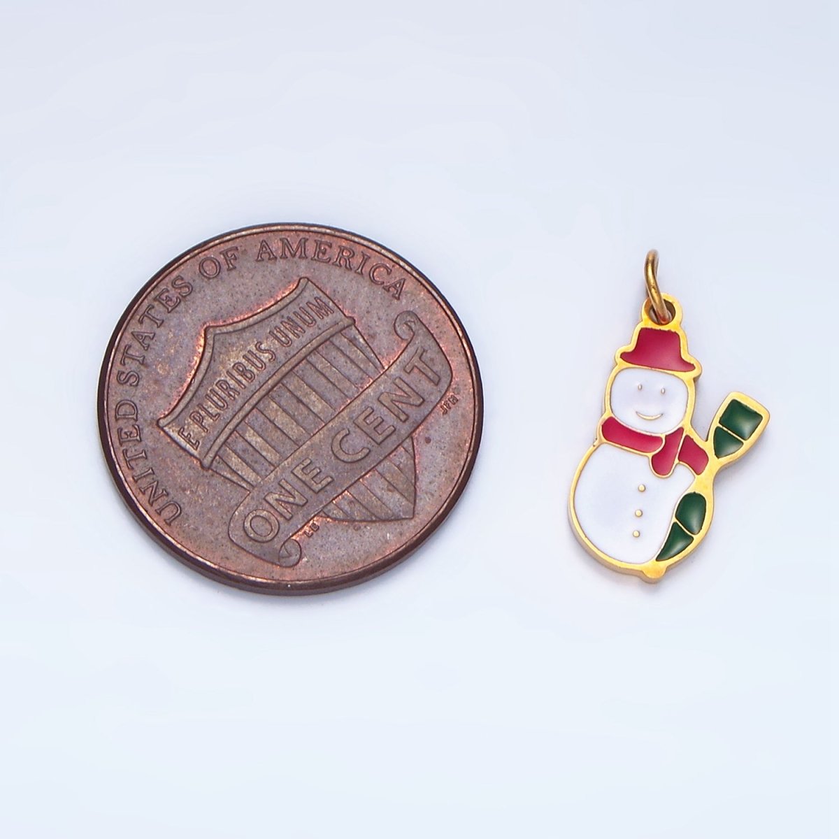 Stainless Steel Snowman Enamel Christmas Holiday Charm | P1499