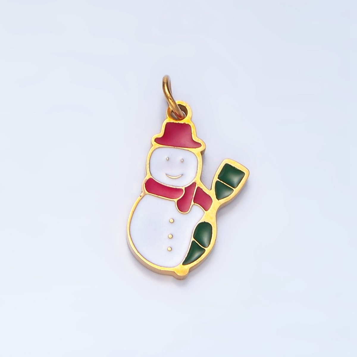 Stainless Steel Snowman Enamel Christmas Holiday Charm | P1499