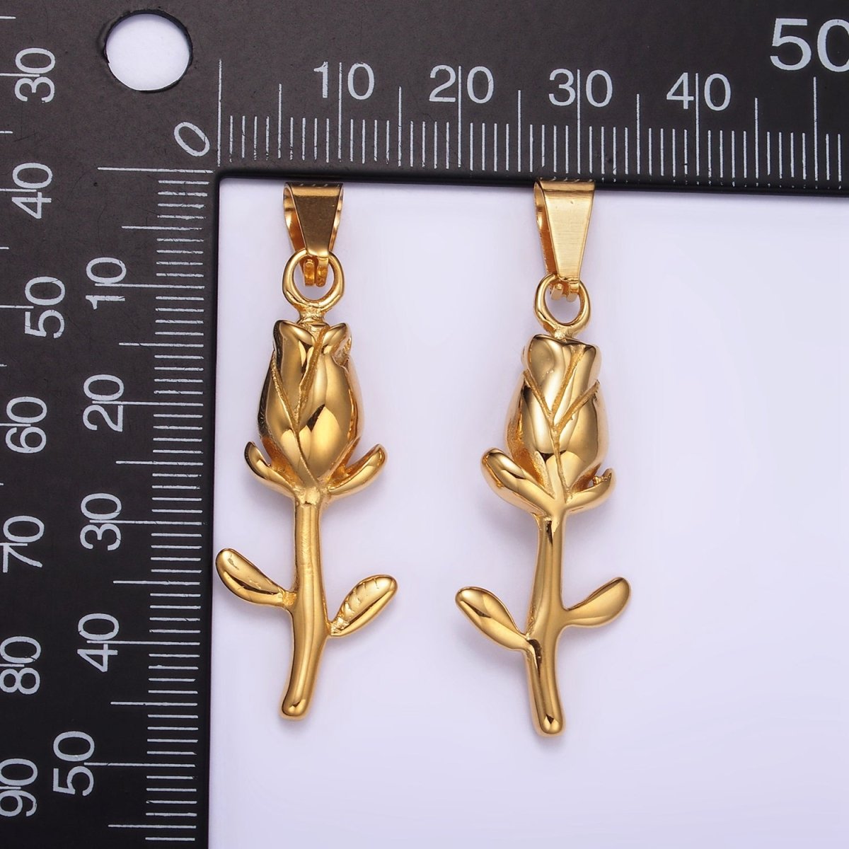 Stainless Steel Tulip Charms Flower Pendant in Gold | P1427