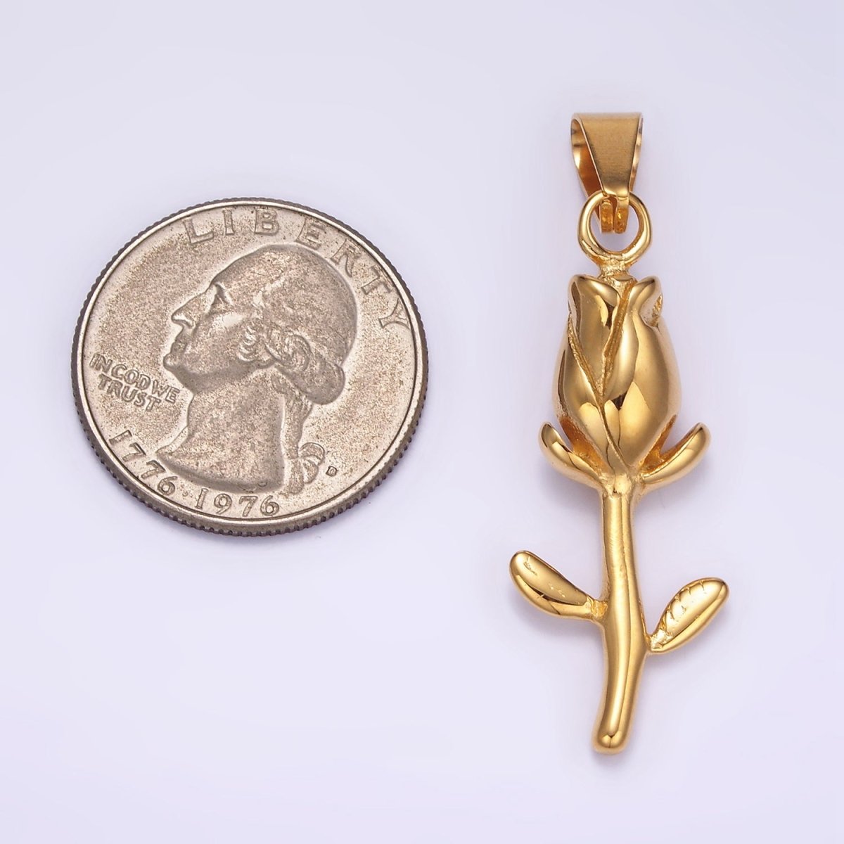 Stainless Steel Tulip Charms Flower Pendant in Gold | P1427