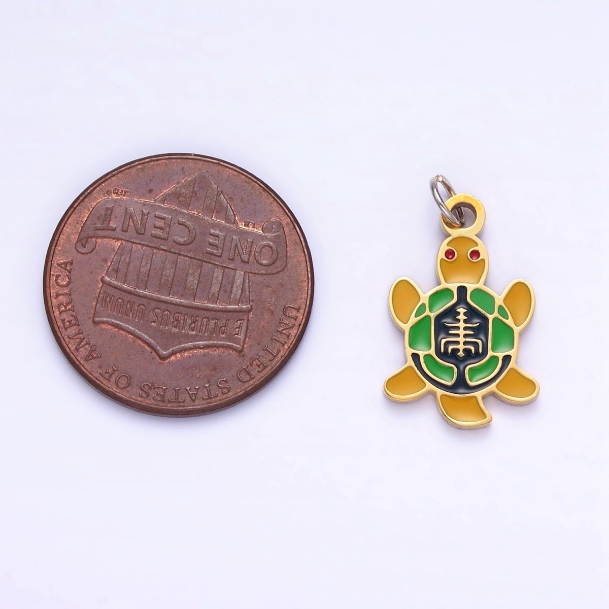 Stainless Steel Turtle Charm Enamel Under the Sea Animal Pendant | P994