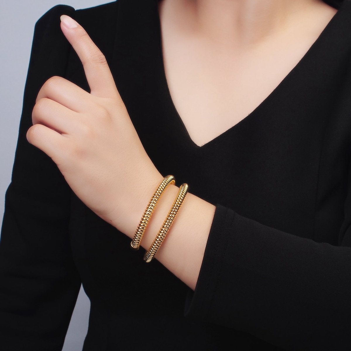 Stainless Steel Twisted Rope Flexi Coil Spring Band Bangle Bracelet | WA-2557
