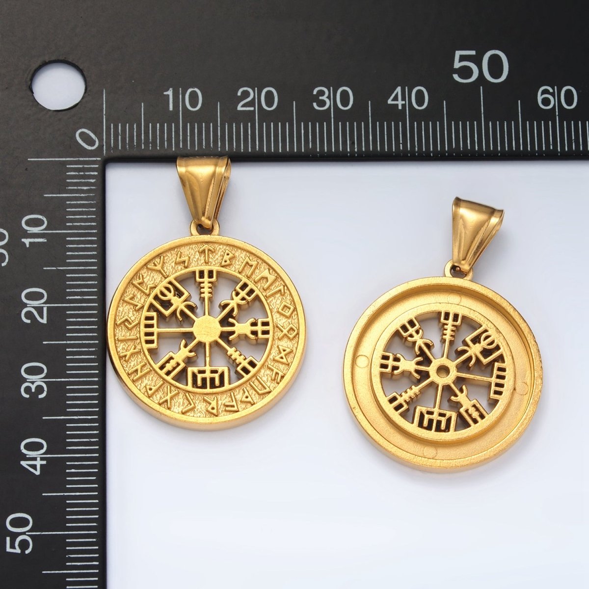 Stainless Steel Viking Rune Script Open Round Pendant | P1464