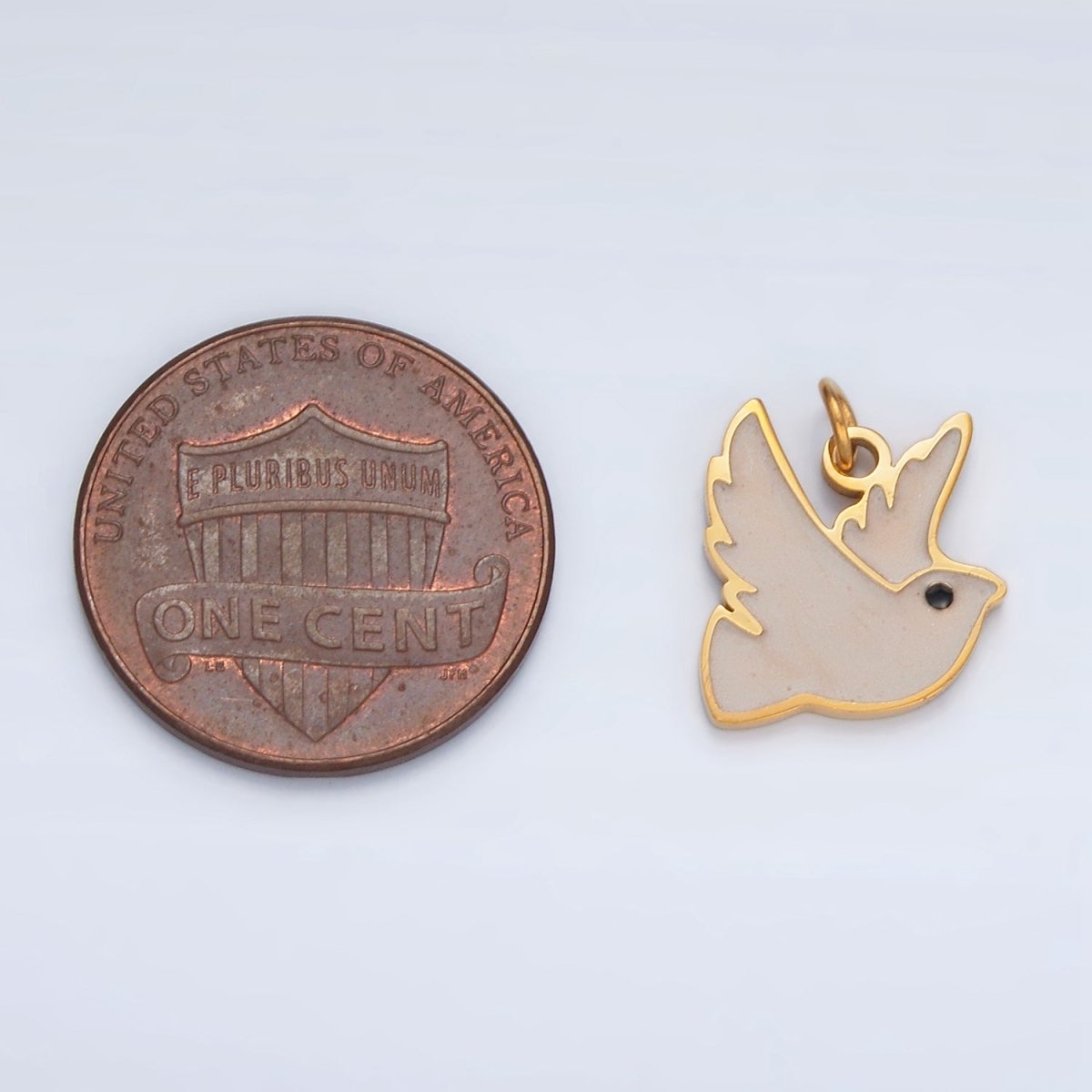 Stainless Steel White Enamel Dove Bird Mini Charm | P1043