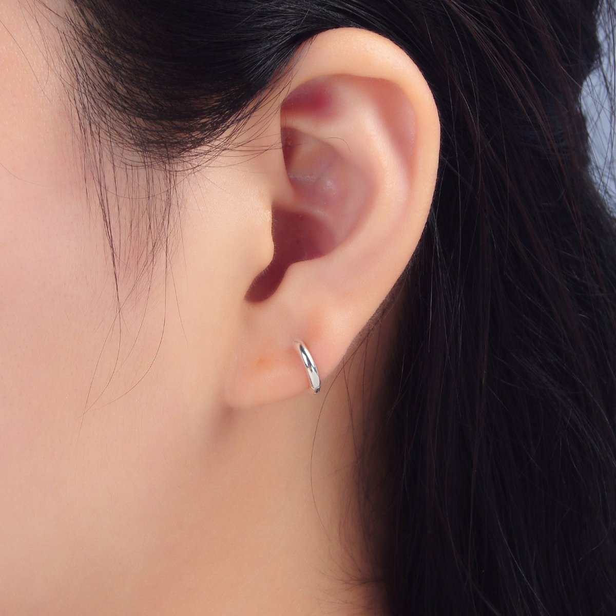 Sterling Silver 9mm Minimalist Cartilage Huggie Earrings | SL-377