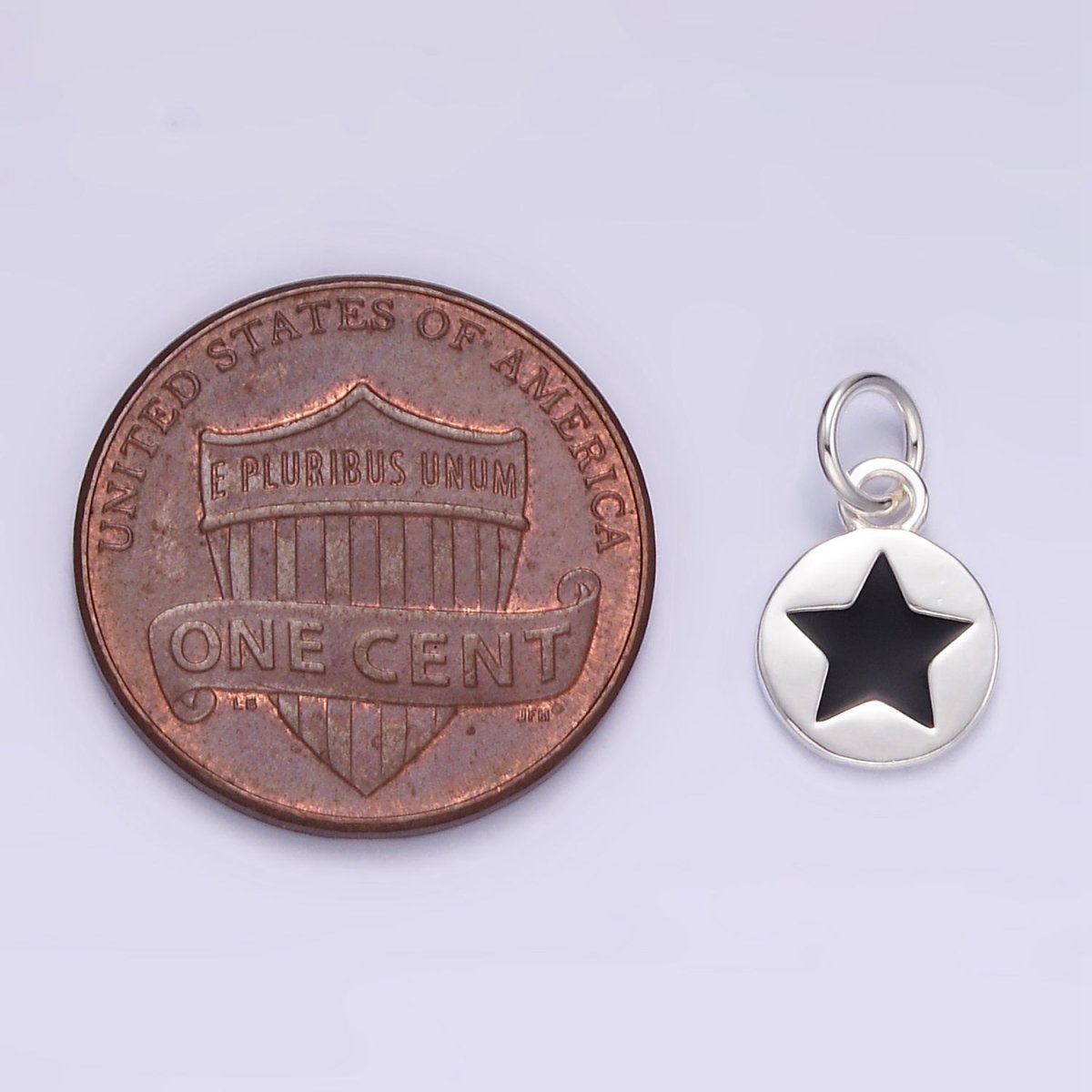 Sterling Silver S925 Black Celestial Star Round Mini Charm | SL-020