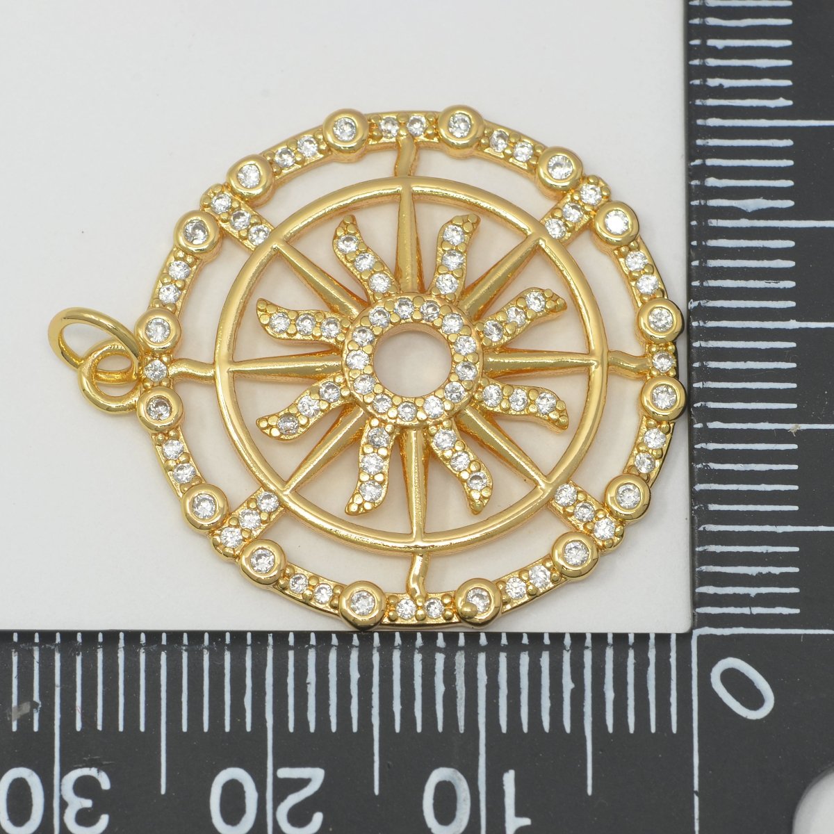Sunburst pendant, Gold sun medallion, celestial sunburst charm, celestial sun pendant for Jewelry Supply M387