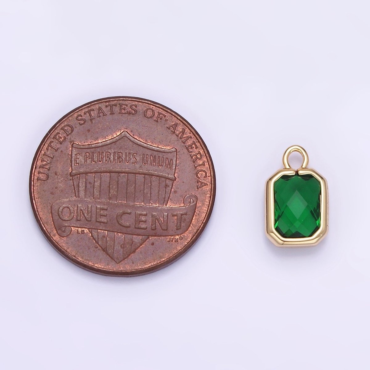 Tiny Charm 4X8mm Emerald Green Princesses Cut CZ Square Gold Bezel Cut Rim Tiny Small Pendant Charm Necklace Bracelet Earring Finding E-867