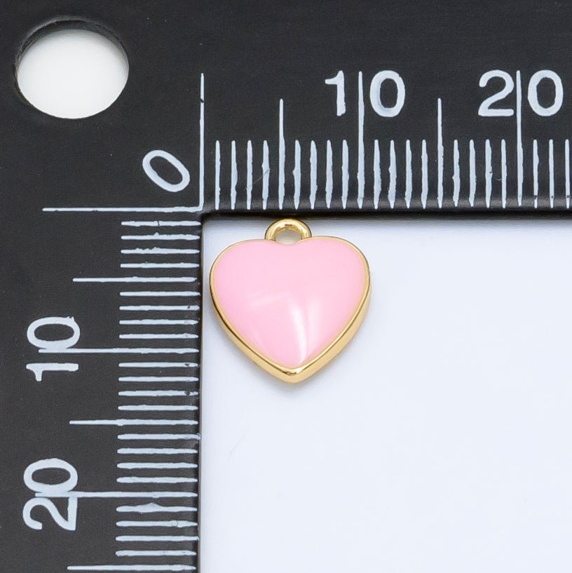 Tiny  Enamel Heart Charms Little Color Hearts on Gold Filled Red Pink White Teal First Love Earing Bracelet Necklace Jewelry Supplies, C-524