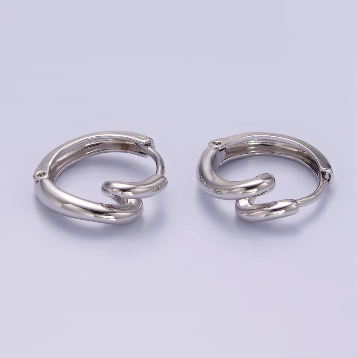 White Gold Filled 15mm Circling Band Minimalist Huggie Earrings | Q276