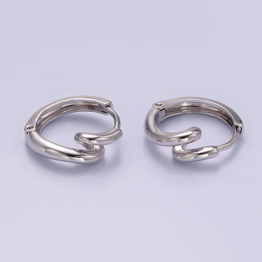 White Gold Filled 15mm Circling Band Minimalist Huggie Earrings | Q276