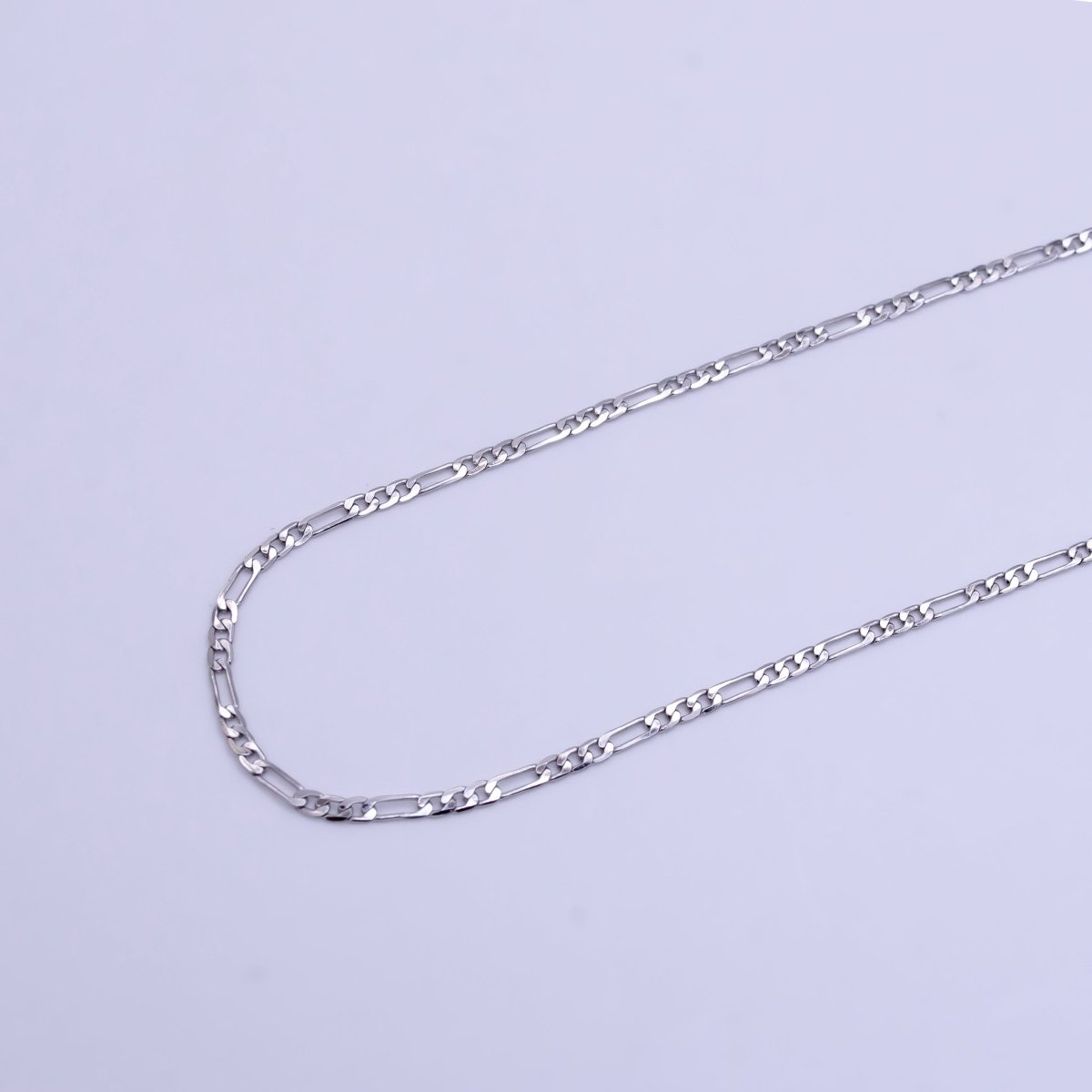 White Gold Filled 1.8mm Figaro Chain 22 Inch Necklace | WA-2501