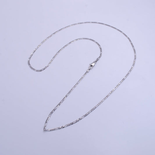 White Gold Filled 1.8mm Figaro Chain 22 Inch Necklace | WA-2501