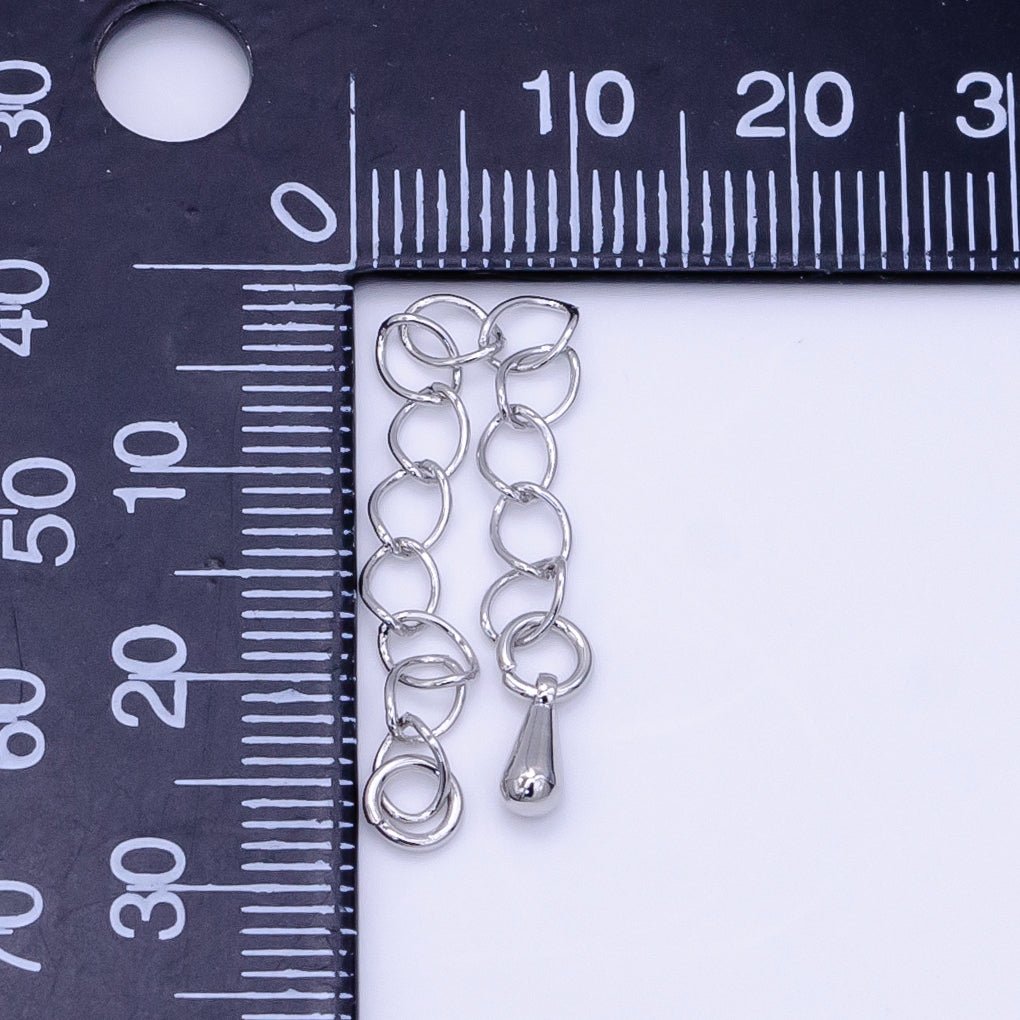 White Gold Filled 2 Inch Cable Chain Extender Findings Set | Z791