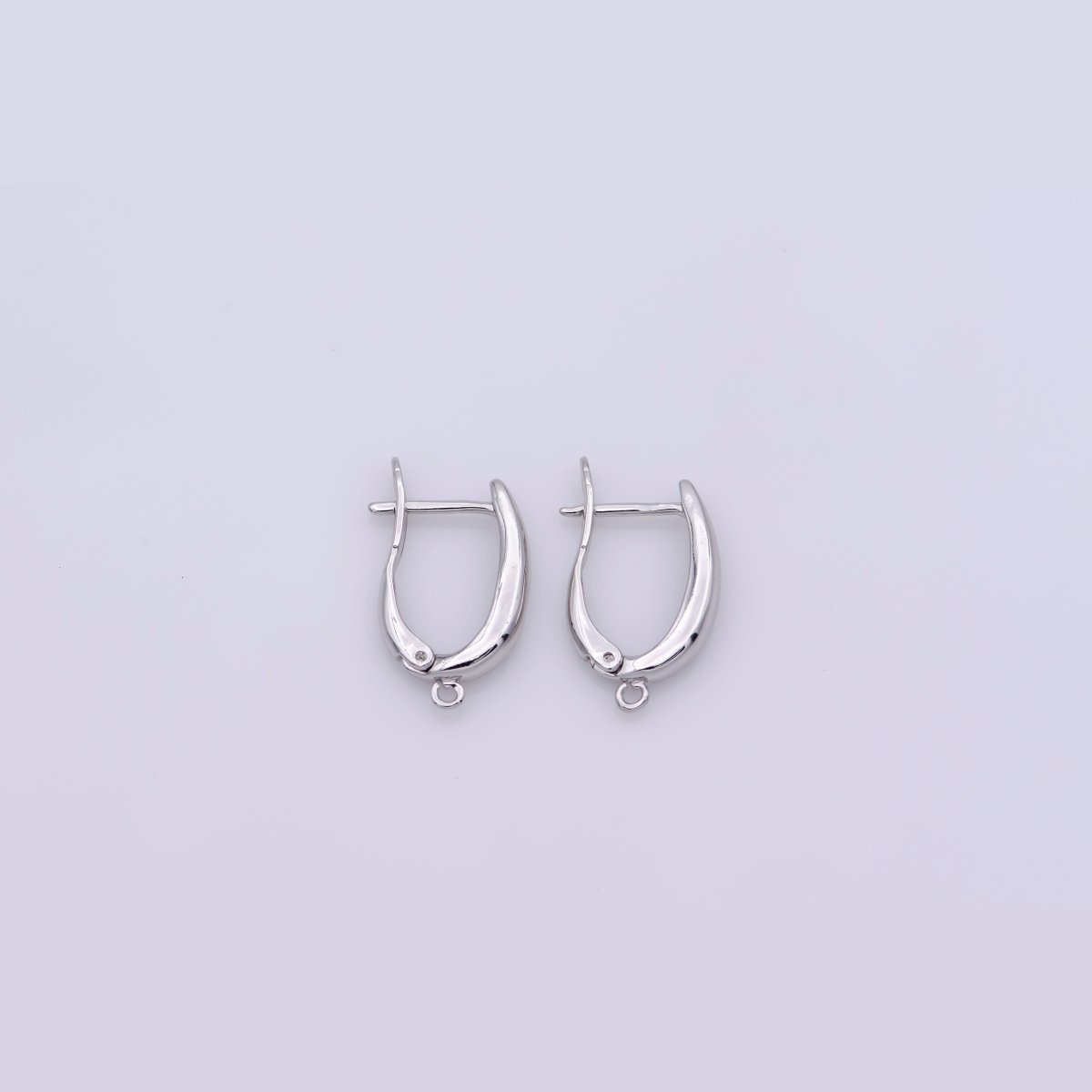 White Gold Filled 20mm Minimalist Open Loop English Lock Hoop Earrings Findings | Z846