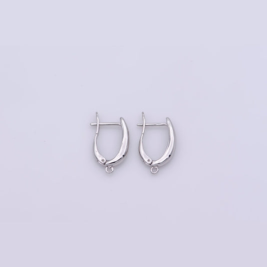 White Gold Filled 20mm Minimalist Open Loop English Lock Hoop Earrings Findings | Z846