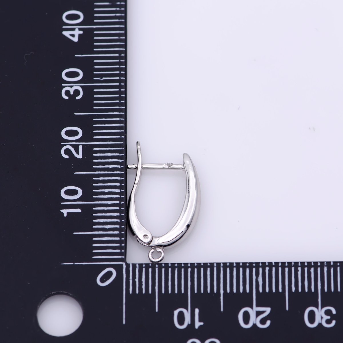 White Gold Filled 20mm Minimalist Open Loop English Lock Hoop Earrings Findings | Z846