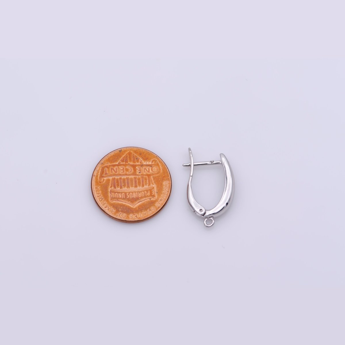White Gold Filled 20mm Minimalist Open Loop English Lock Hoop Earrings Findings | Z846