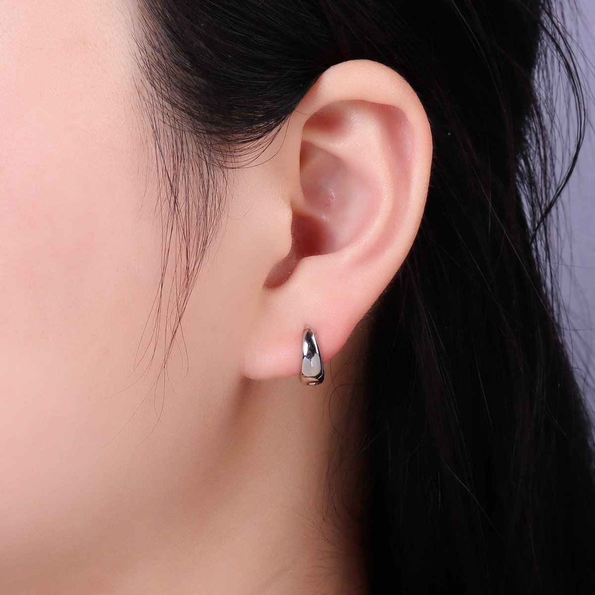 White Gold Filled 2mm Classic Minimalist Dome Huggie Earrings | T281