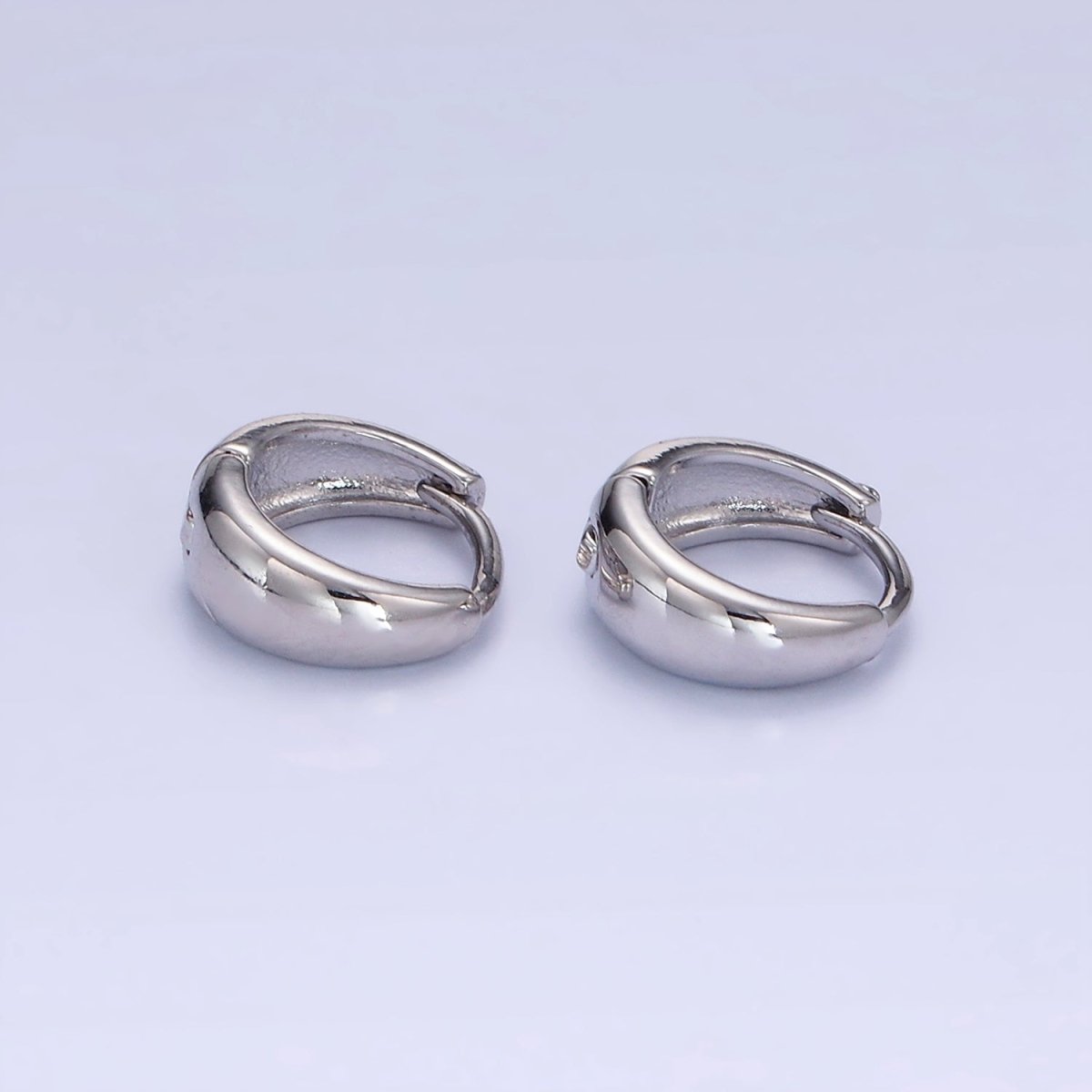 White Gold Filled 2mm Classic Minimalist Dome Huggie Earrings | T281