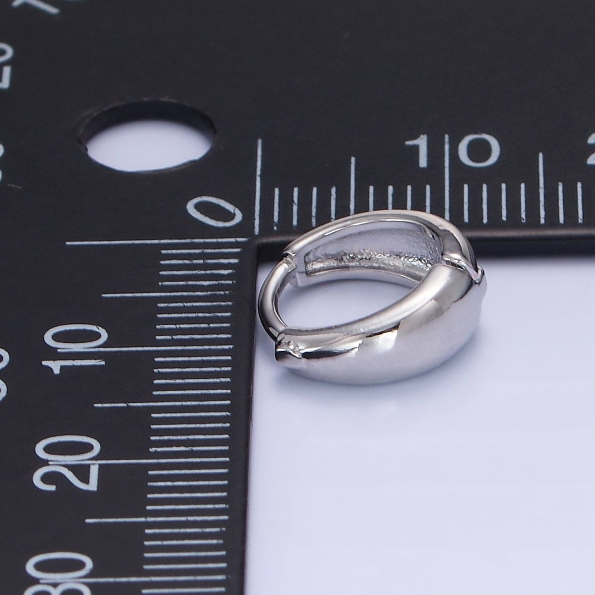 White Gold Filled 2mm Classic Minimalist Dome Huggie Earrings | T281