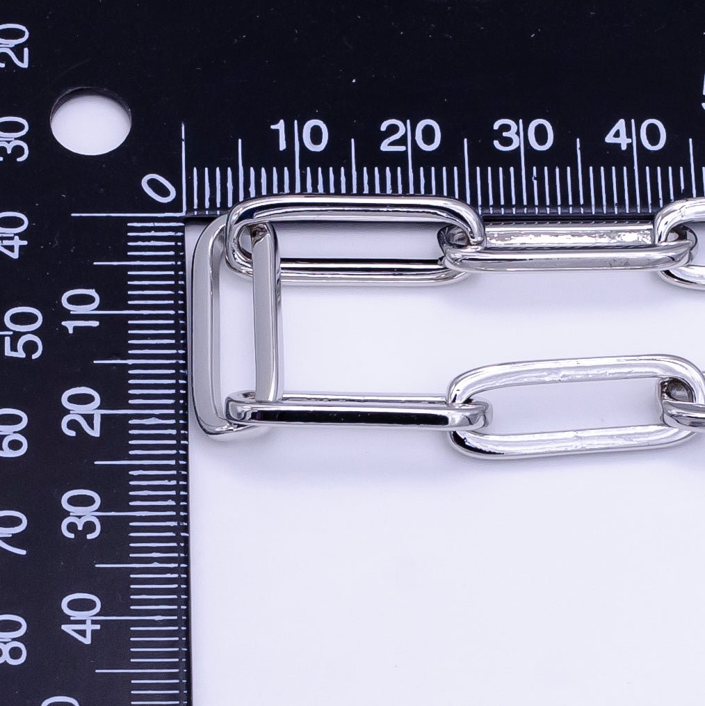 White Gold Filled 8mm Minimalist Paperclip Chain by Yard | Roll-1516