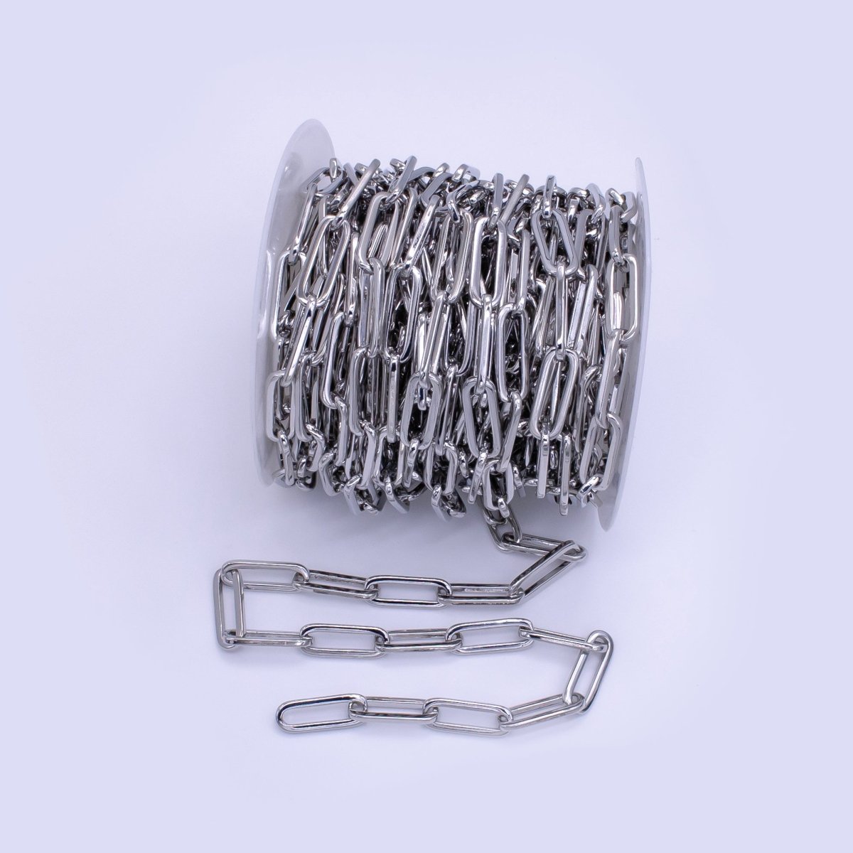White Gold Filled 8mm Minimalist Paperclip Chain by Yard | Roll-1516
