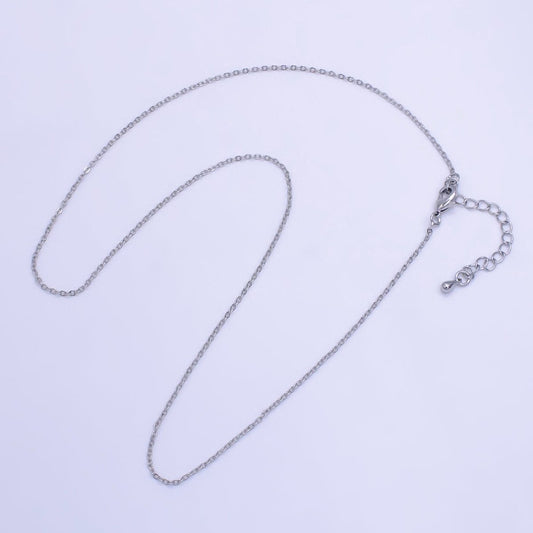 White Gold Filled Anchor Chain Dainty chain necklace, silver necklace chain, Finished chain necklace 18 inch with 1mm width for everyday wear | CN-450