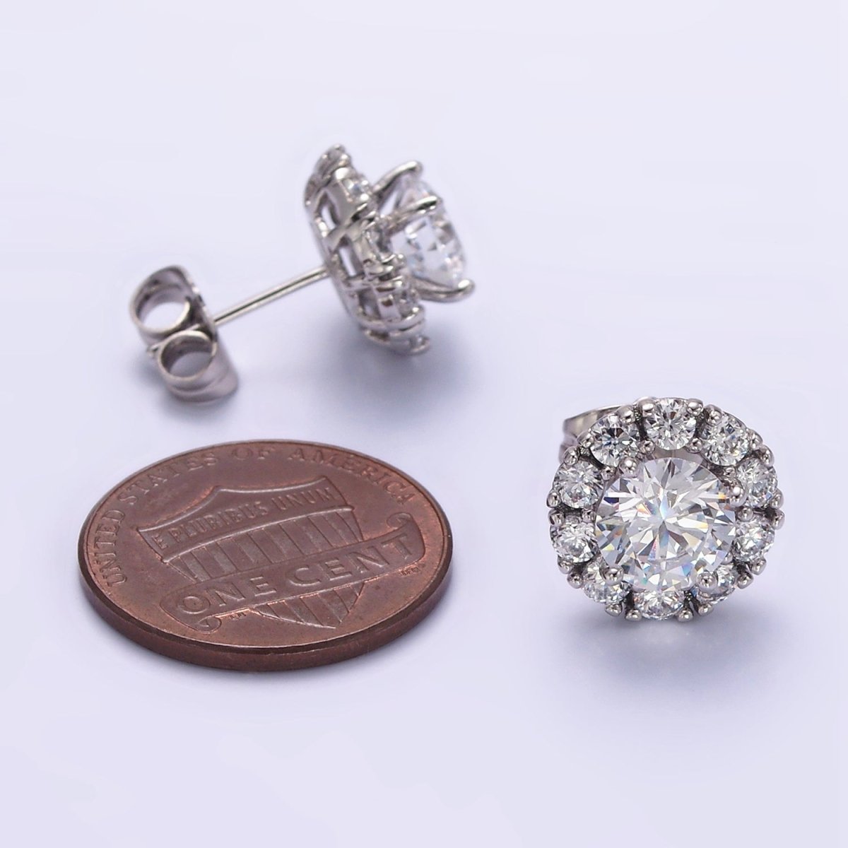 White Gold Filled Clear CZ Round Stud Earrings | Q165