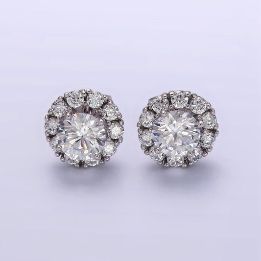 White Gold Filled Clear CZ Round Stud Earrings | Q165