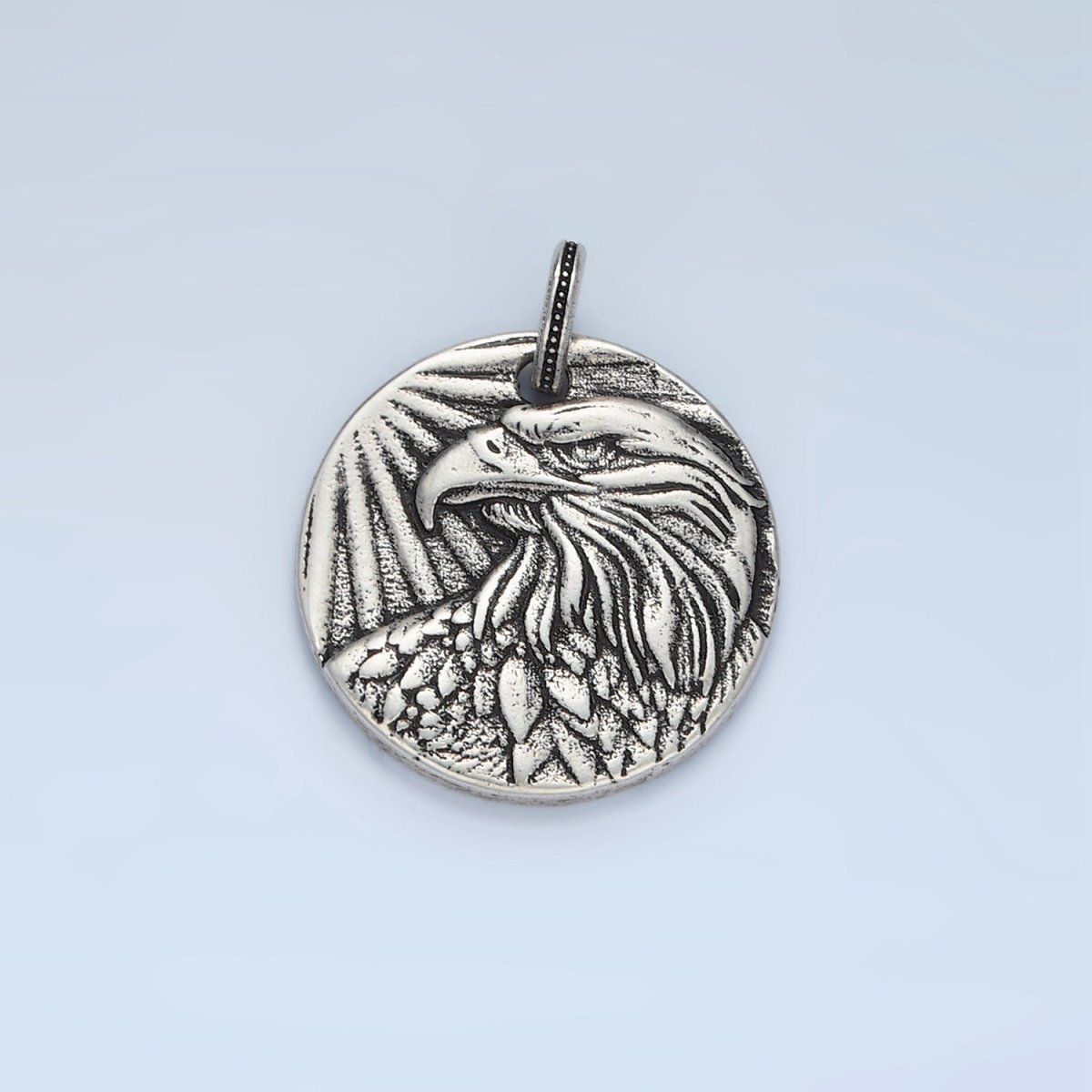 14K Gold Filled Eagle Bird Animal Round Coin Charm in Gold & Oxidized Silver | AG885 AC176