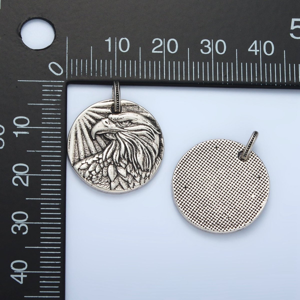 14K Gold Filled Eagle Bird Animal Round Coin Charm in Gold & Oxidized Silver | AG885 AC176