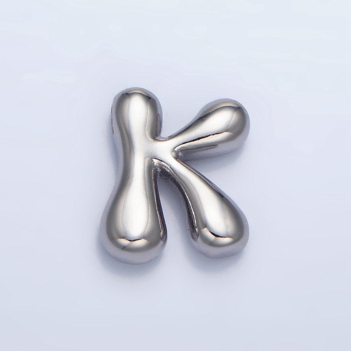 White Gold Filled Groovey Chubby Balloon Letter Initial Pendant | A1643 - A1655