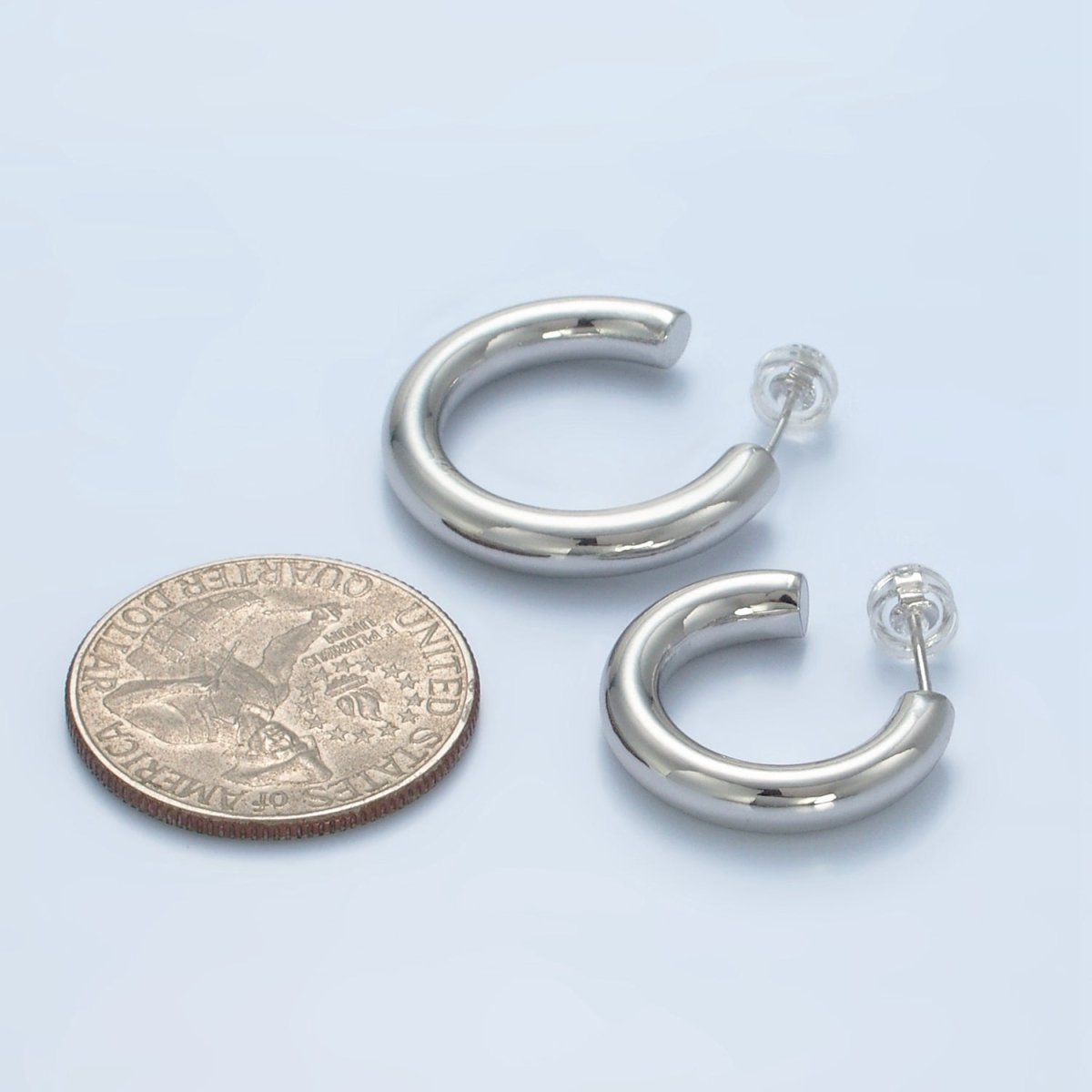 White Gold Filled Minimalist Silver Hoop Earrings | AD-688