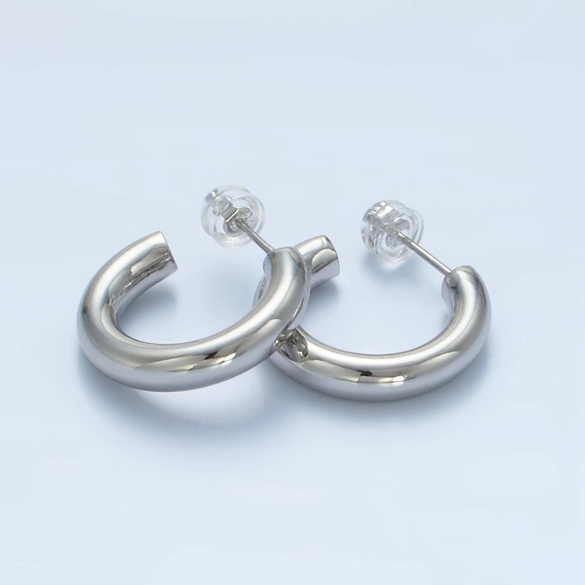 White Gold Filled Minimalist Silver Hoop Earrings | AD-688