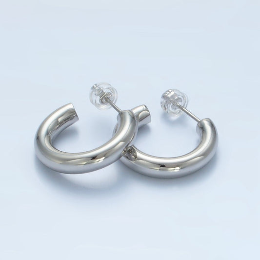 White Gold Filled Minimalist Silver Hoop Earrings | AD-688