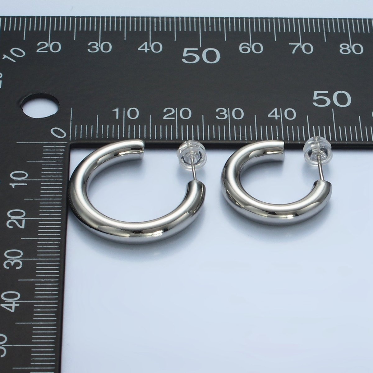 White Gold Filled Minimalist Silver Hoop Earrings | AD-688