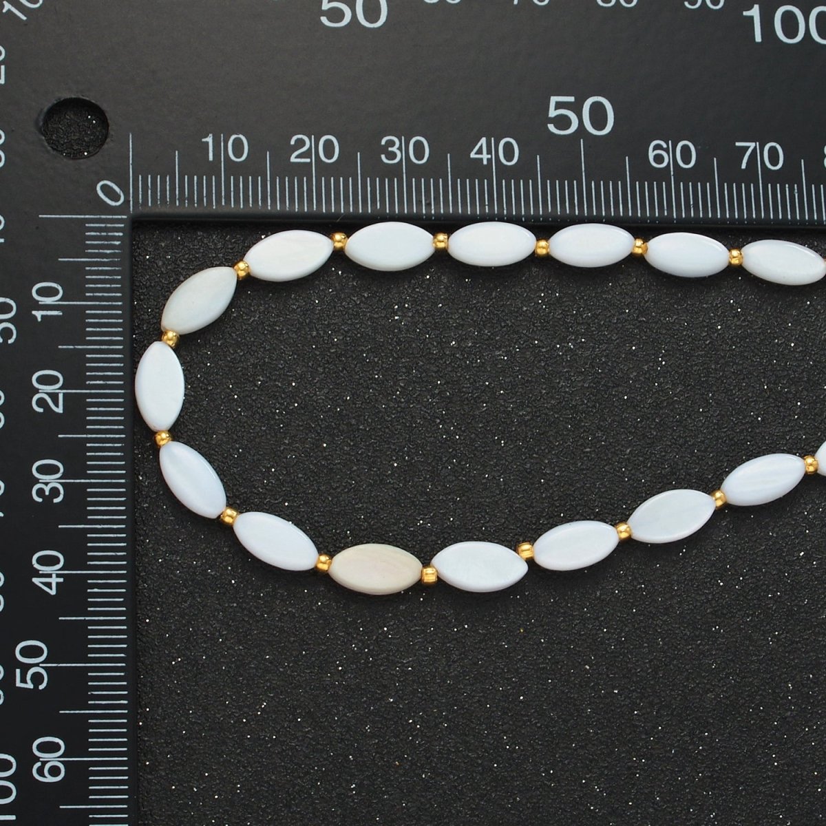 White Jade Beaded Chain Necklace 15.74 Inch with Extender | WA2581