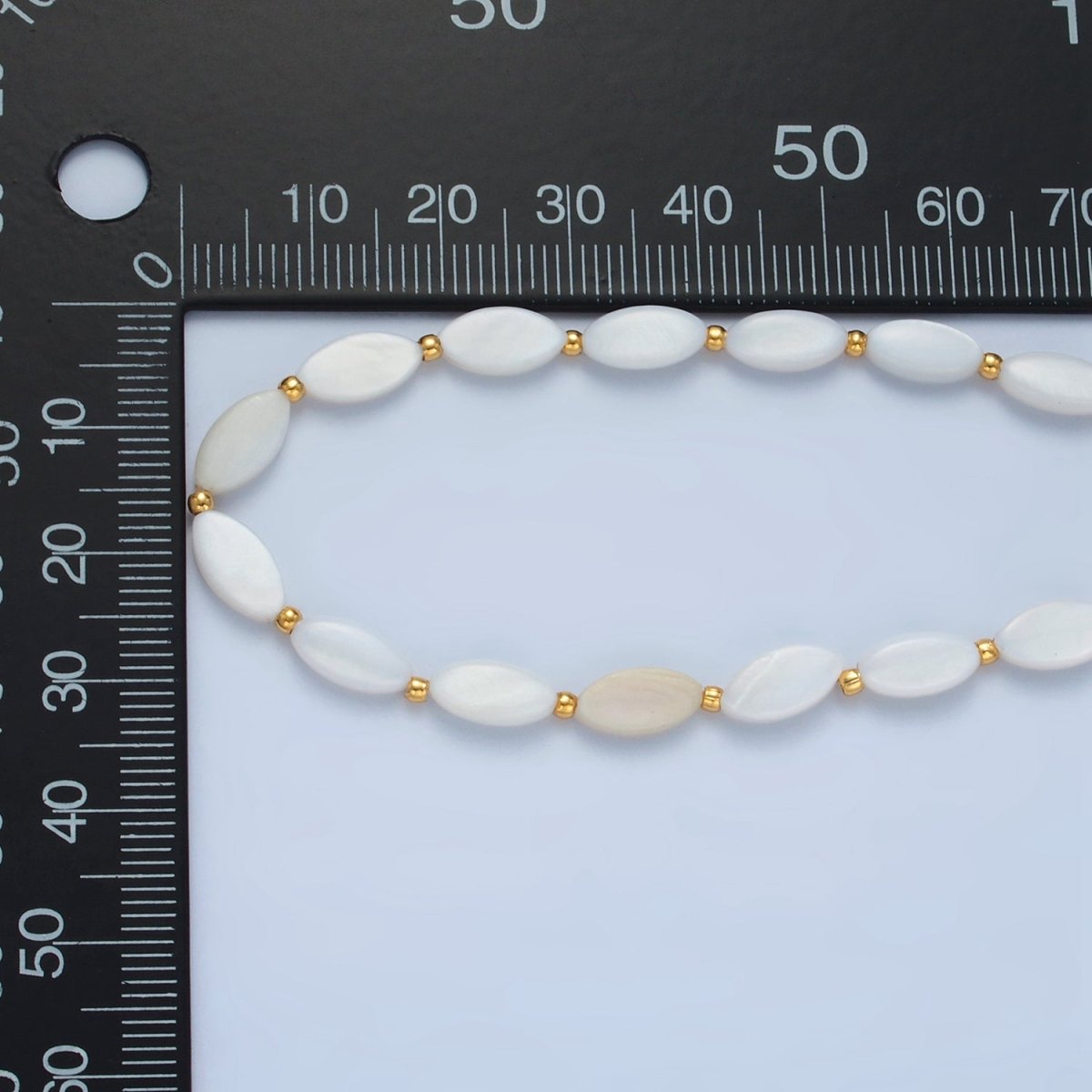 White Jade Beaded Chain Necklace 15.74 Inch with Extender | WA2581