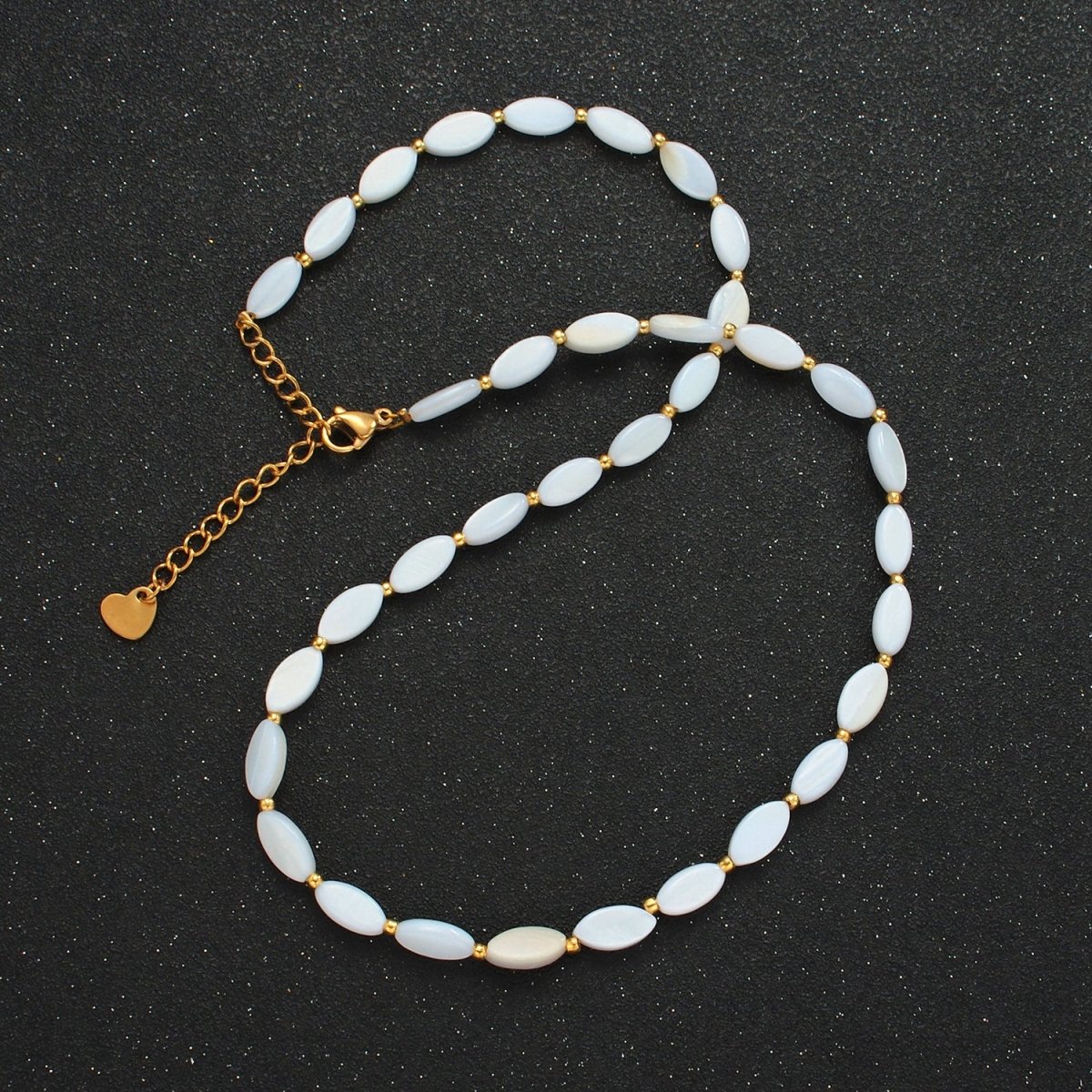 White Jade Beaded Chain Necklace 15.74 Inch with Extender | WA2581
