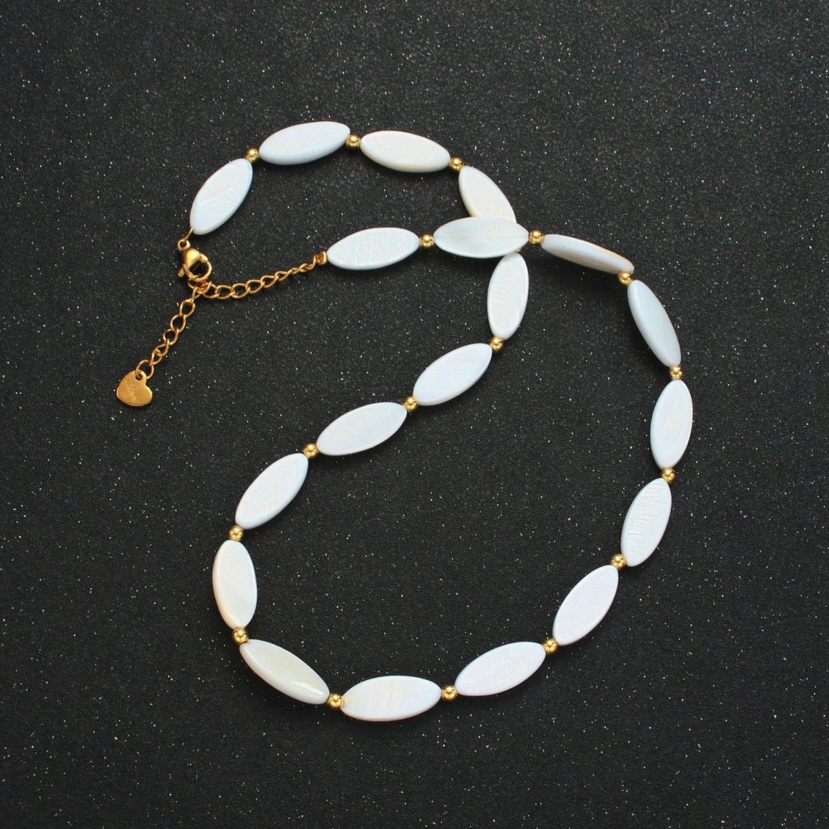 White Jade Beaded Chain Necklace 16.14 Inch with Extender | WA2582