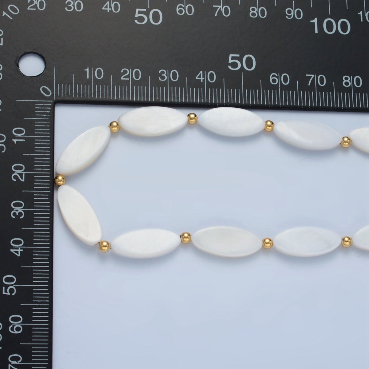 White Jade Beaded Chain Necklace 16.14 Inch with Extender | WA2582
