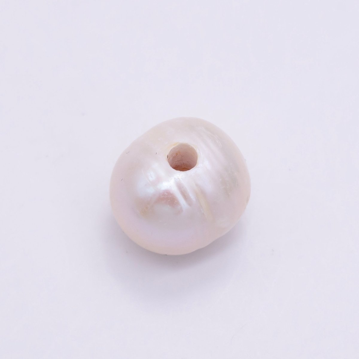 White Ringed Baroque Button Freshwater Pearl Beads | P1759