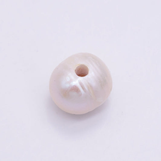 White Ringed Baroque Button Freshwater Pearl Beads | P1759